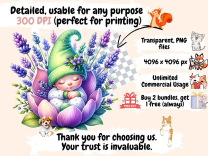Floral Gnomes Clipart baby clipart - Wonders Artist