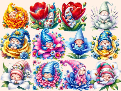 Floral Gnomes Clipart baby clipart - Wonders Artist