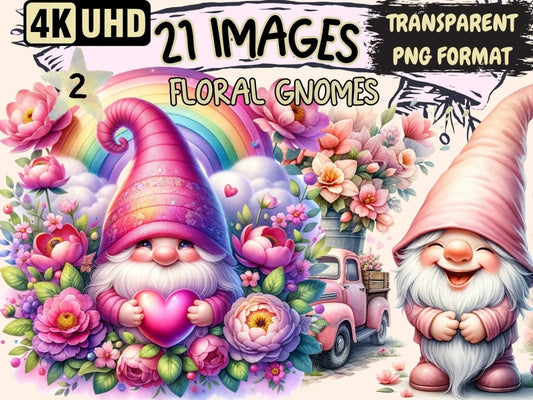 Floral Gnomes (P2) Clipart adorable gnomes png - Wonders Artist