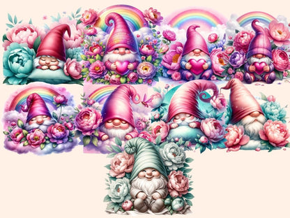 Floral Gnomes (P2) Clipart adorable gnomes png - Wonders Artist