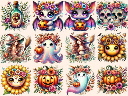 Floral Halloween Clipart Floral Halloween Art - Wonders Artist