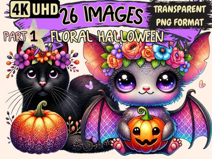Floral Halloween Clipart Floral Halloween Art - Wonders Artist