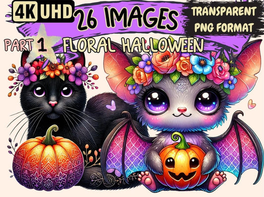 Floral Halloween Clipart Floral Halloween Art - Wonders Artist