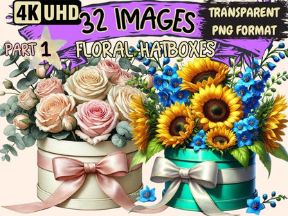 Floral Hatboxes Clipart Elegant Hatboxes - Wonders Artist