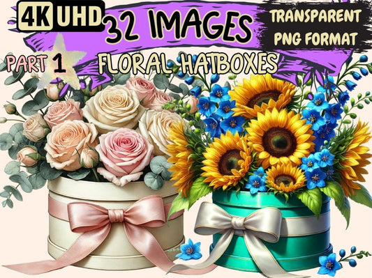 Floral Hatboxes Clipart Elegant Hatboxes - Wonders Artist