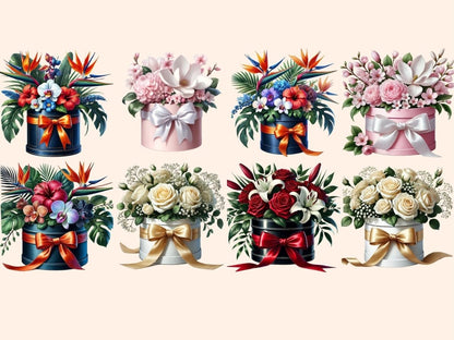 Floral Hatboxes Clipart Elegant Hatboxes - Wonders Artist