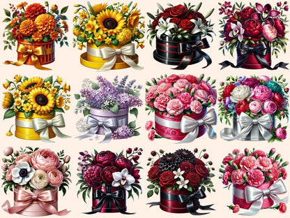 Floral Hatboxes Clipart Elegant Hatboxes - Wonders Artist