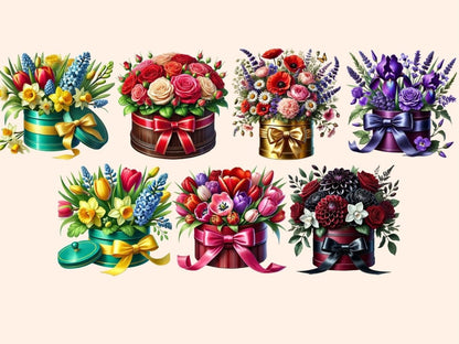 Floral Hatboxes (P2) Clipart Elegant Hatboxes - Wonders Artist