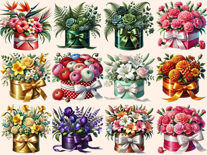 Floral Hatboxes (P2) Clipart Elegant Hatboxes - Wonders Artist
