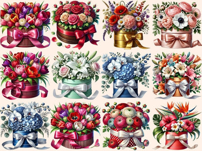 Floral Hatboxes (P2) Clipart Elegant Hatboxes - Wonders Artist