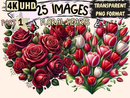 Floral Hearts Clipart Blooming Heart PNG - Wonders Artist
