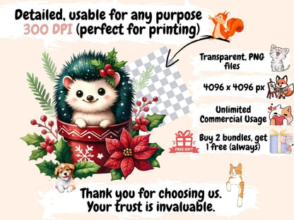 Floral Hedgehogs Clipart Cute hedgehog art - Wonders Artist