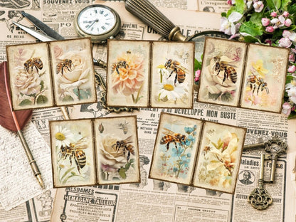 Floral Honeybees Journal Pages Bee Collage Set - Wonders Artist