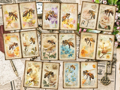 Floral Honeybees Journal Pages Bee Collage Set - Wonders Artist