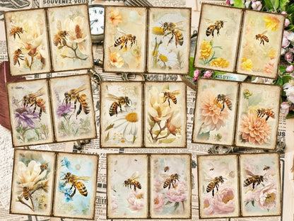 Floral Honeybees Journal Pages Bee Collage Set - Wonders Artist