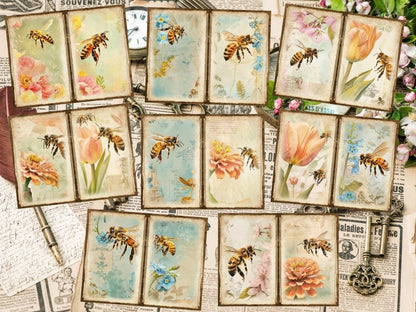 Floral Honeybees Journal Pages (P2) Bee Collage Set - Wonders Artist