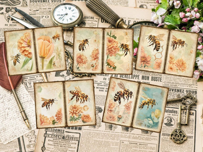 Floral Honeybees Journal Pages (P2) Bee Collage Set - Wonders Artist