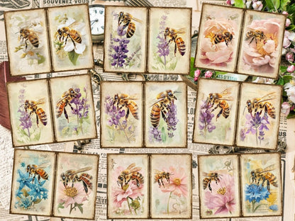 Floral Honeybees Journal Pages (P3) Bee Collage Set - Wonders Artist