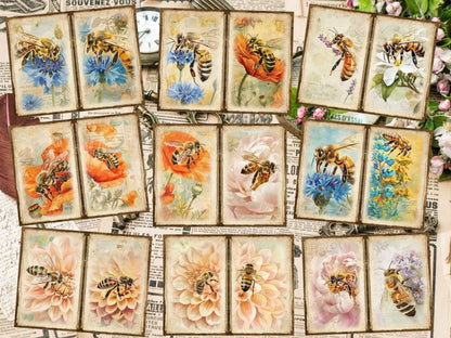 Floral Honeybees Journal Pages (P3) Bee Collage Set - Wonders Artist