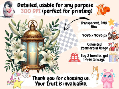 Floral Lanterns (P2) Clipart botanical lanterns - Wonders Artist