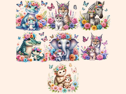 Floral Safari Animal Clipart animal clipart - Wonders Artist