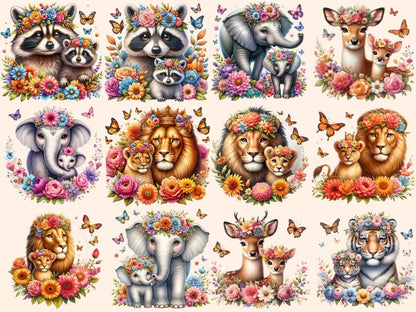 Floral Safari Animal Clipart animal clipart - Wonders Artist