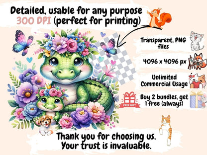 Floral Safari Animal Clipart animal clipart - Wonders Artist