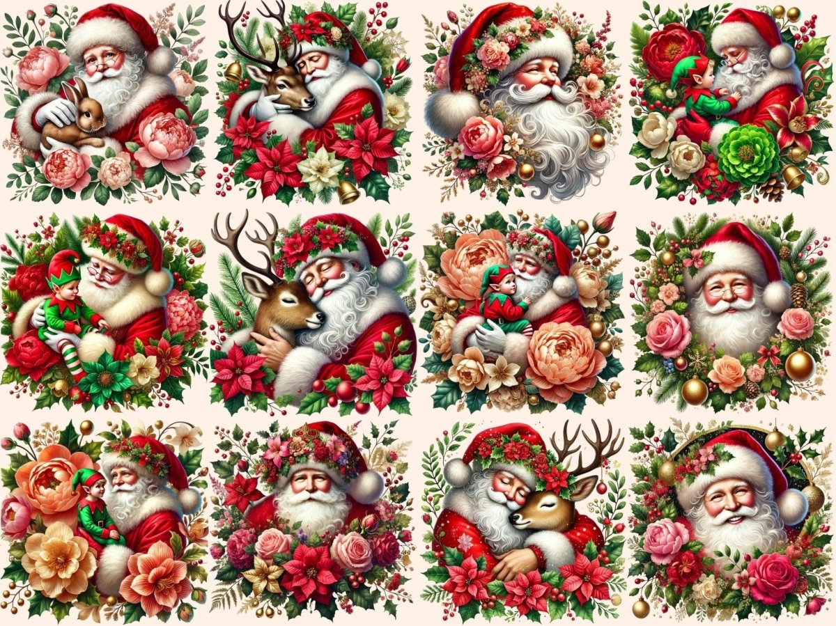 Floral Santa Clipart christmas santa png - Wonders Artist