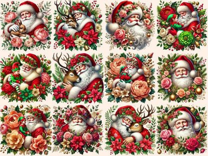 Floral Santa Clipart christmas santa png - Wonders Artist