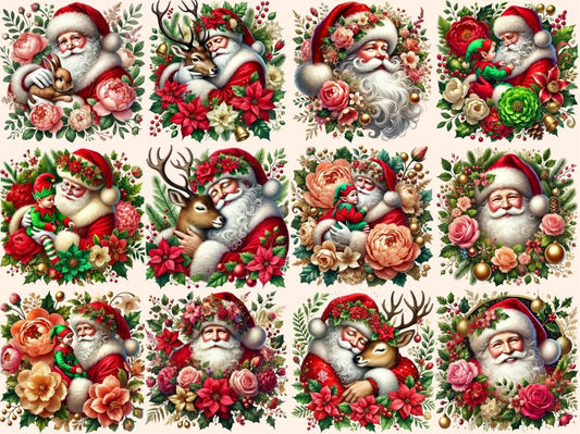 Floral Santa Clipart