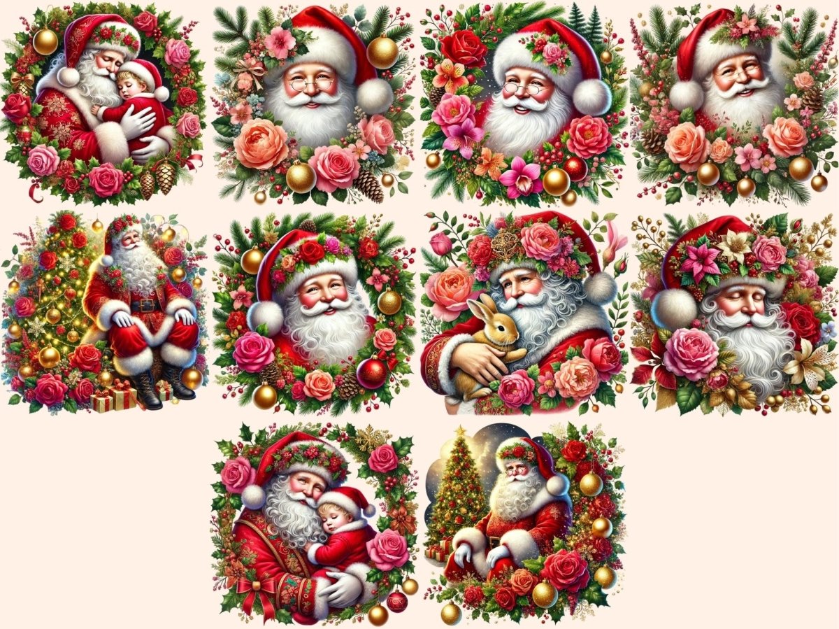 Floral Santa Clipart christmas santa png - Wonders Artist