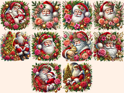Floral Santa Clipart christmas santa png - Wonders Artist