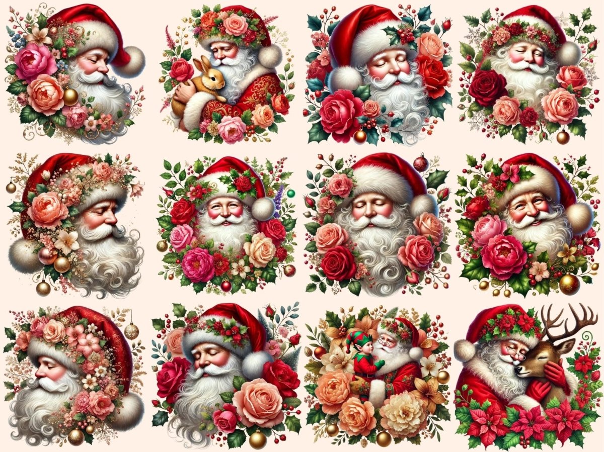 Floral Santa Clipart christmas santa png - Wonders Artist