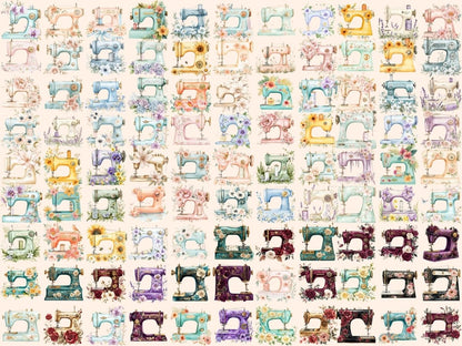 Floral Sewing Machines Watercolor Clipart crafting clipart - Wonders Artist