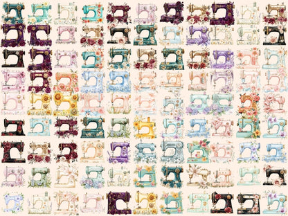 Floral Sewing Machines Watercolor Clipart crafting clipart - Wonders Artist