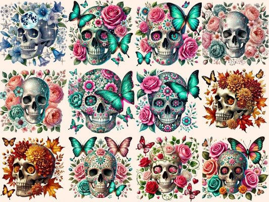 คลิปอาร์ตหัวกะโหลกดอกไม้