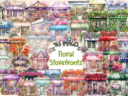 Floral Storefronts Watercolor Clipart floral clipart - Wonders Artist