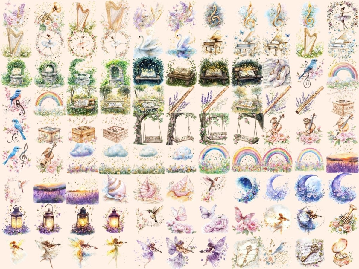 Floral Symphony Watercolor Clipart beautiful garden png blooming flowers png botanical clipart - WondersArtist