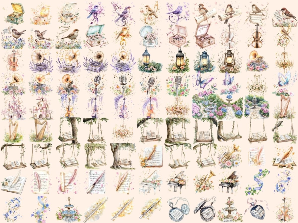 Floral Symphony Watercolor Clipart beautiful garden png blooming flowers png botanical clipart - WondersArtist