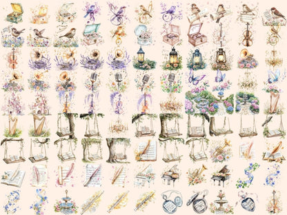 Floral Symphony Watercolor Clipart beautiful garden png blooming flowers png botanical clipart - WondersArtist