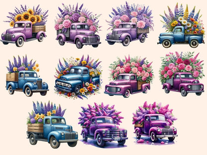 Floral Trucks Clipart Cute truck art - Wonders Artist