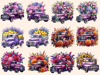 Floral Trucks Clipart Cute truck art - Wonders Artist