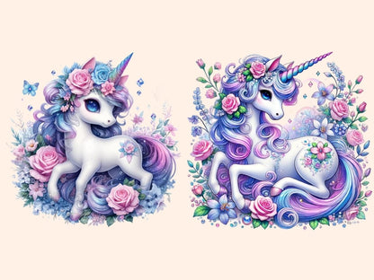 Floral Unicorns Clipart Cute unicorn art - Wonders Artist