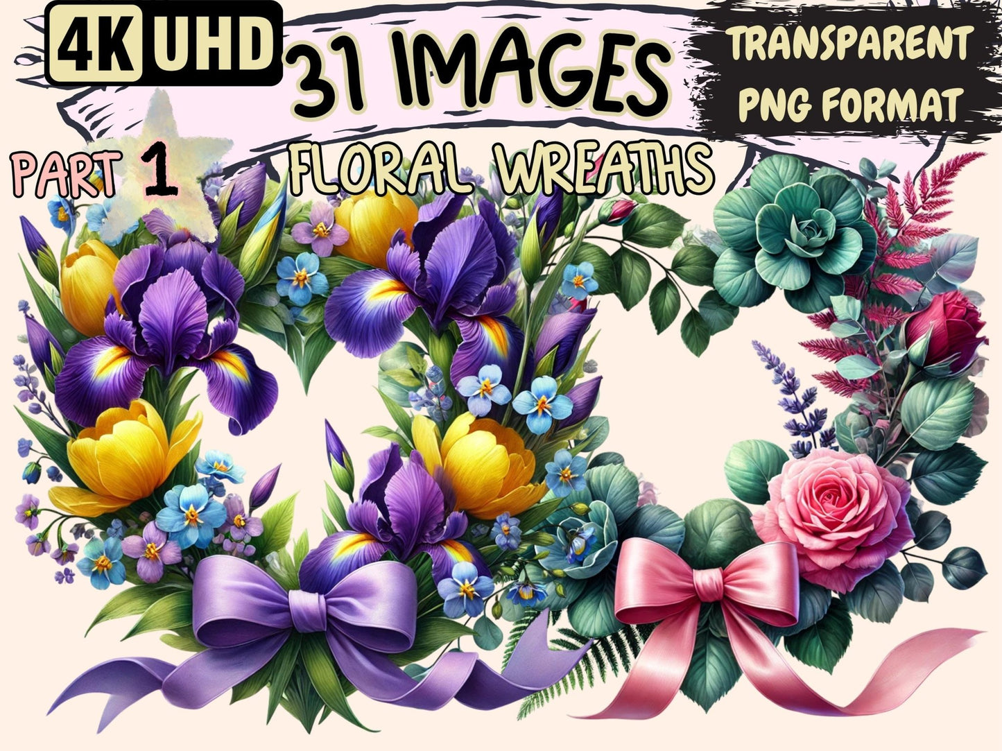 Floral Wreaths Clipart - High - Quality Instant Digital Download for Creative Projects