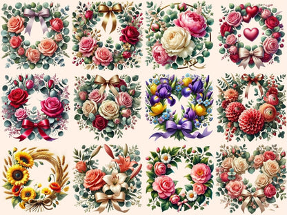 Floral Wreaths Clipart Blooming Wreath PNG - Wonders Artist
