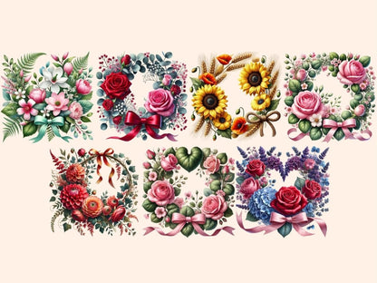 Floral Wreaths Clipart Blooming Wreath PNG - Wonders Artist