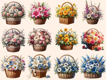 Flower Baskets (P2) Clipart basket clipart - Wonders Artist
