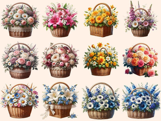 フラワーバスケット (P2) クリップアート
