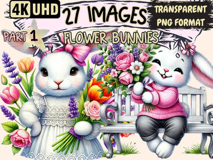 Flower Bunnies Clipart bunny art - Wonders Artist