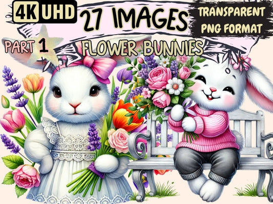 Flower Bunnies Clipart bunny art - Wonders Artist